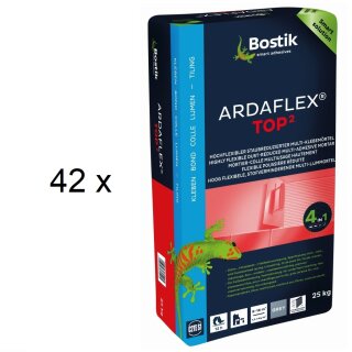 42 x Bostik Ardaflex Top² Flex Fliesenkleber-Dünnbettmörtel 25kg Sack