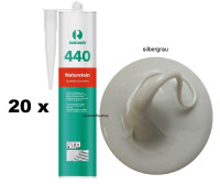 20 x Ramsauer 440 Naturstein 1K Silikon Dichtstoff 310ml Kartusche silbergrau