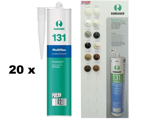 20 x Ramsauer 131 Multiflex 1K Silikon Dichtstoff 310ml Kartusche