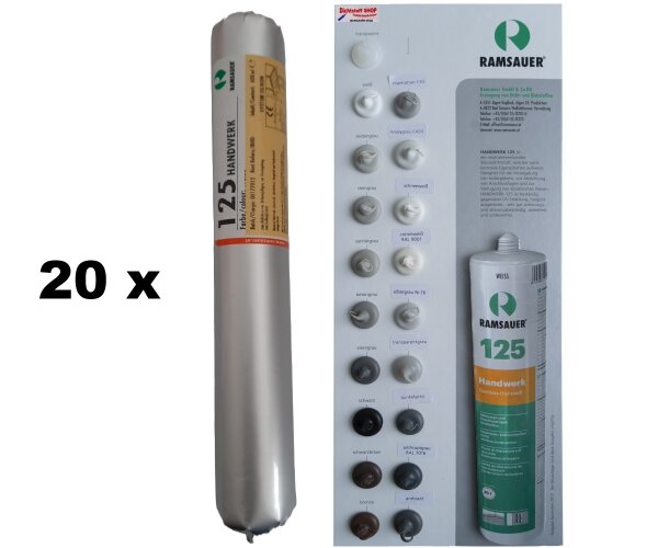 20 x Ramsauer 125 Handwerk 1K Silikon Dichtstoff 600ml Folienbeutel