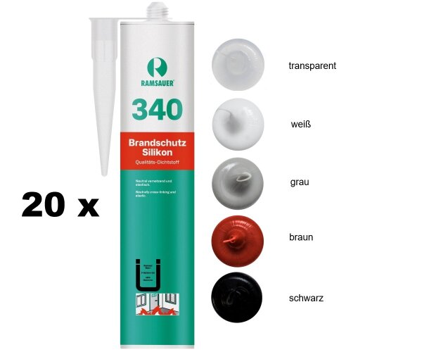 20 x Ramsauer 340 Brandschutz B1 1K Silikon Dichtstoff 310ml Kartusche