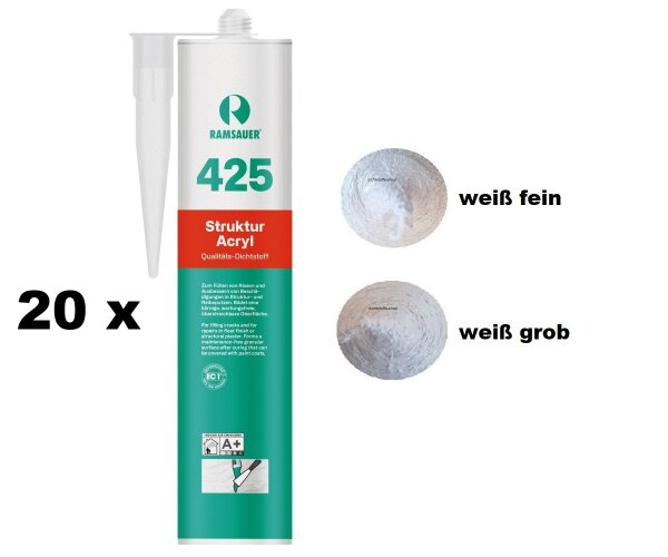 20 x Ramsauer 425 Struktur Acryl 1K Acryl Dichtstoff 310ml Kartusche
