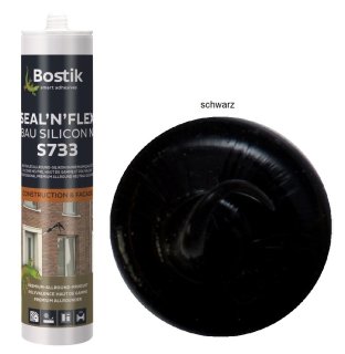 Bostik S733 Seal N Flex Bau Silicon 1K Silikon Dichtstoff 300ml Kartusche Schwarz