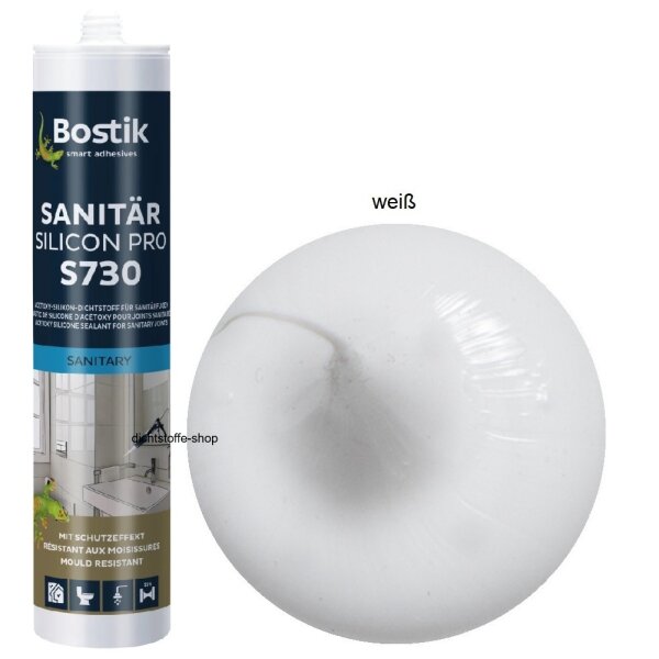 Bostik S730 Sanitär Silicon Pro 1K Silikon Dichtstoff 300ml Kartusche Weiß