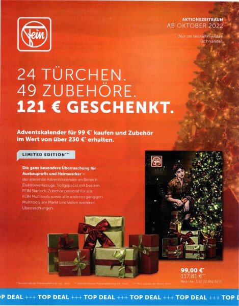 Fein Adventskalender 2022 Multimaster Multitools Starlock SL