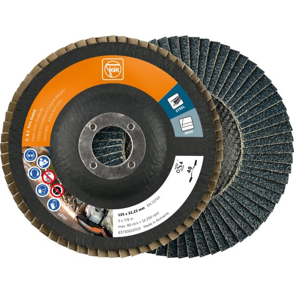 Fein 10er Pack Winkelschleifer Fächerschleifscheibe Ø 125mm