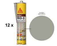 12 x Sikaflex Pro 3 kieselgrau 300ml Kartusche 1K...