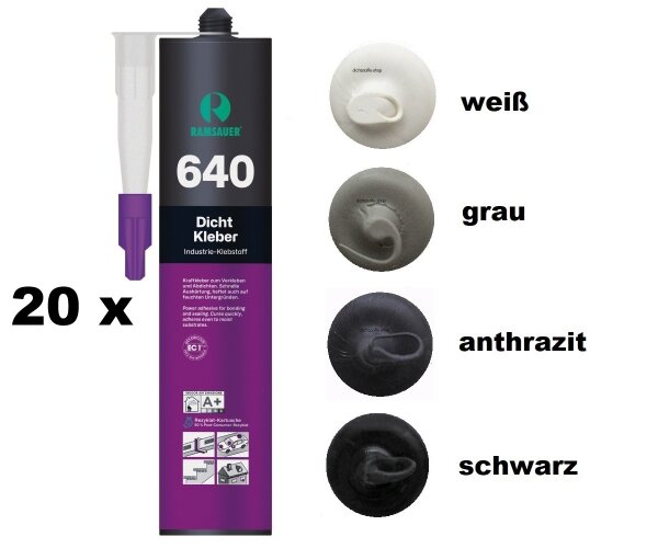 20 x Ramsauer 640 Dicht Kleber 1K Hybrid Klebstoff 460g/310ml Kartusche