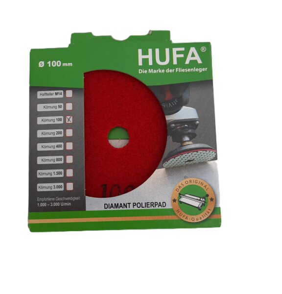 Hufa Fliesen Naturstein Diamant Klett Polierpad Ø 100mm Korn 100 rot