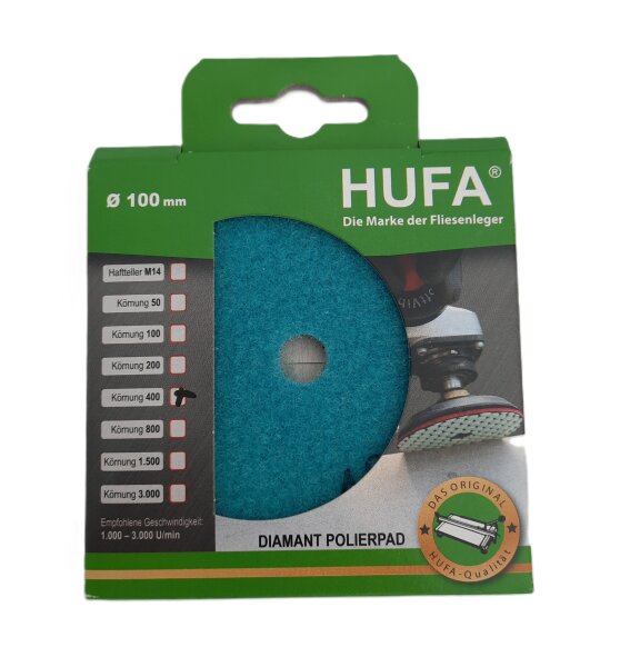 Hufa Fliesen Naturstein Diamant Klett Polierpad Ø 100mm Korn 400 blau
