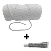 Fiberglas Ofen Dichtschnur Ø 10mm x 1.5m + Hagos Kleber 17ml