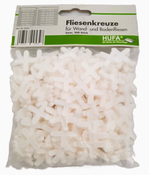 Hufa Kunststoff Fliesenkreuze weiß 5mm 200 Stück